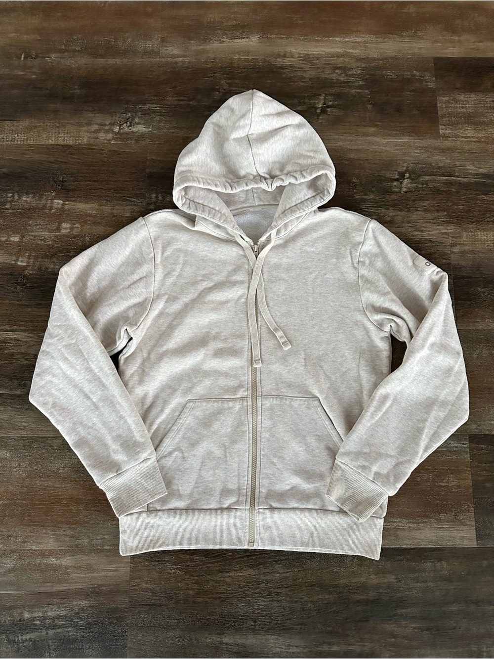 Alo Yoga Full Zip Hoodie Sweatshirt Logo Patch Pockets Women’s Size Small